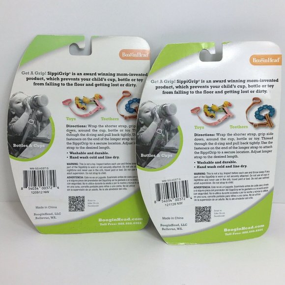 Boogin Head SippiGrip Baby Strap For Sippy Cup Bottles Toys Tether Lot Of 2 New - Picture 9 of 12
